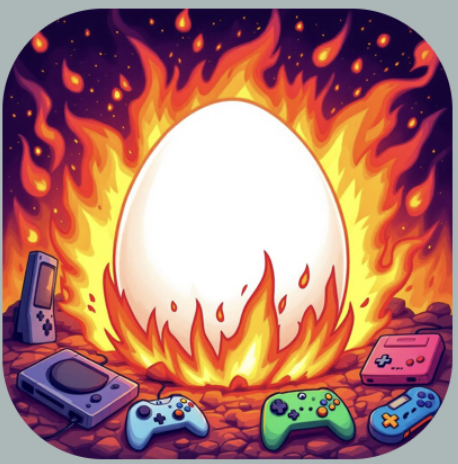 Chika Gamer app-ikon med eldslåga explosionsdesign